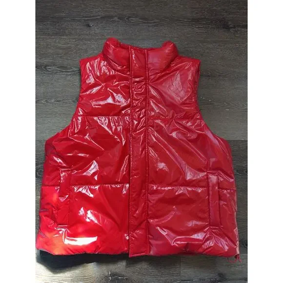 A New Day XL Red Glossy Sherpa Lined Women’s Zip Snap Front - Picture 2 of 7